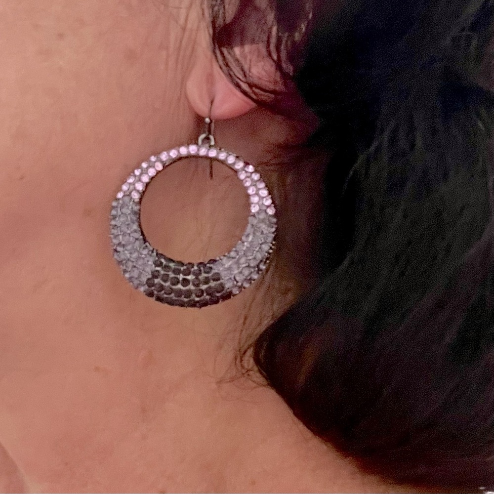 Sparkling Shades of Purple Hoop Earrings